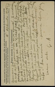 Autographierte Postkarte an Jean Mollet, datiert 16. September 1915