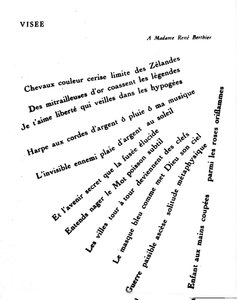 Kalligramm von Guillaume Apollinaire (1880-1918): „Visée“ von Guillaume Apollinaire