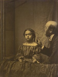Der Muskel der Aufmerksamkeit (links); Augenbrauenkontraktion durch helles Licht (rechts) von Guillaume Benjamin Amant Duchenne