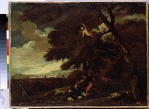 Die Ermordung des heiligen Petrus Martyr, von Guillaume Courtois von Guillaume Courtois