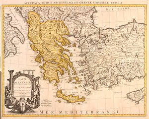 Albanien, großer Teil Griechenlands (außer Nordosten), großer Teil der Republik Mazedonien (außer Norden) von Guillaume Delisle