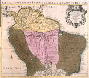 Karte von Peru, Guyana, Brasilien und den Amazonasgebieten (Radierung)