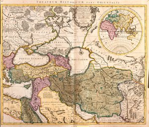 Karte der Nachbarländer des Kaspischen Meeres (Russland, Armenien, Persien, Kasachstan, Turkmenistan)