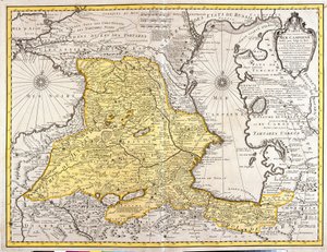 Karte der Nachbarländer des Kaspischen Meeres (Russland, Armenien, Persien, Kasachstan, Turkmenistan) (Radierung)