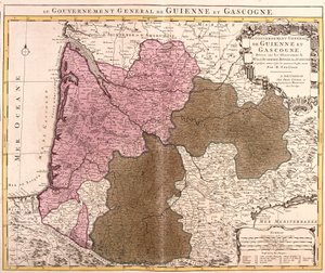 Karte der Regierung von Guyenne und Gascogne (Frankreich) (Radierung) von Guillaume Delisle