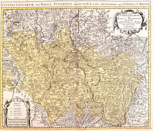 Karte des Bistums Toul (Lothringen, Frankreich) (Radierung) von Guillaume Delisle