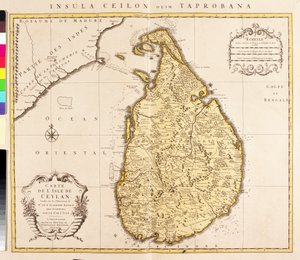 Karte der Insel Ceylon (Sri Lanka) (Radierung) von Guillaume Delisle