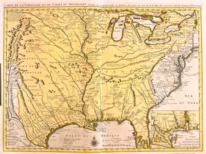 Montana, North Dakota, Minnesota, Wisconsin, Michigan, New York, Wyoming, South Dakota, Nebraska, Iowa, Illinois, Indiana, Ohio, Pennsylvania, Colorado, Kansas, Missouri, Kentucky, West Virginia, Oklahoma, Arkansas, Tennessee, Texas, Louisiana, Mississippi von Guillaume Delisle