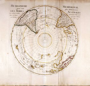 Ansicht des Südpols (Antarktis). Atlas von Guillaume Delisle, Geograph. von Guillaume Delisle
