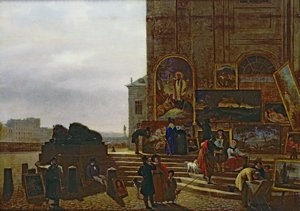 Verkauf von Gemälden vor dem Institut de France, 1837 von Guillaume Frederic Ronmy