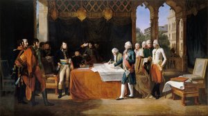 Die Vorverhandlungen von Leoben, 17. April 1797 von Guillaume Guillon Lethière
