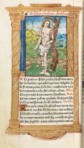 Gedrucktes Stundenbuch (Gebrauch von Rom): fol. 102v, St. Sebastian