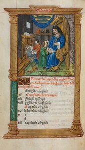 Gedrucktes Stundenbuch (Gebrauch von Rom): fol. 3v, Februar Kalenderillustration von Guillaume Le Rouge