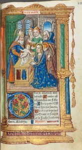 Gedrucktes Stundenbuch (Gebrauch von Rom): fol. 40r, Darstellung im Tempel von Guillaume Le Rouge
