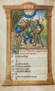 Gedrucktes Stundenbuch (Gebrauch von Rom): fol. 4v, März Kalenderillustration von Guillaume Le Rouge