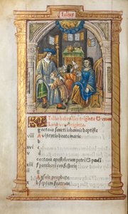 Gedrucktes Stundenbuch (Gebrauch von Rom): fol. 8v, Juli Kalenderillustration