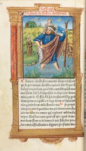 Gedrucktes Stundenbuch Gebrauch von Rom: fol. 101v, St. Christophorus
