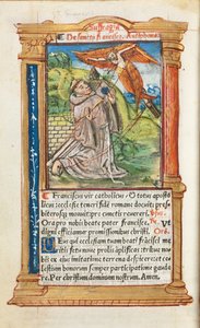 Gedrucktes Stundenbuch Gebrauch von Rom: fol. 106v, St. Franziskus von Assisi, 1510 von Guillaume Le Rouge