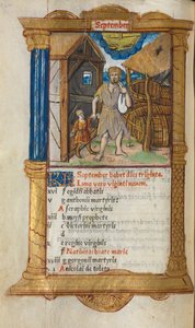 Gedrucktes Stundenbuch Gebrauch von Rom: fol. 10v, September Kalenderillustration, 1510