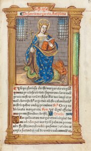 Gedrucktes Stundenbuch Gebrauch von Rom: fol. 110r, St. Margareta, 1510 von Guillaume Le Rouge