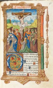 Gedrucktes Stundenbuch Gebrauch von Rom: fol. 55r, Die Kreuzigung, 1510 von Guillaume Le Rouge
