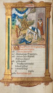 Gedrucktes Stundenbuch Gebrauch von Rom: fol. 9v, August Kalenderillustration, 1510 von Guillaume Le Rouge