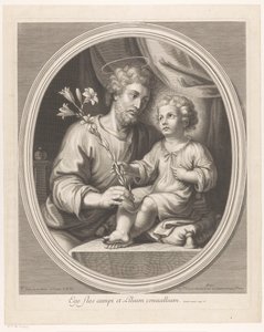 Christuskind überreicht dem heiligen Josef eine Lilie