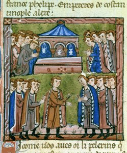 Godefroy de Bouillon und die Kreuzfahrer im Gebet am Heiligen Grab - Wahl von Godefroy de Bouillon zum Beschützer des Heiligen Grabes, Juli 1099