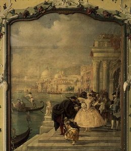 Maskierte Dame vor der Salute, Venedig