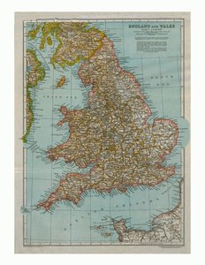 Karte von England und Wales, ca. 1910