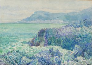 Felsen an einem Strand an der Côte d