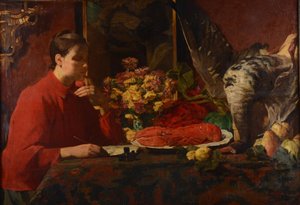 Dame mit einem Hummer von Gustaaf Vanaise