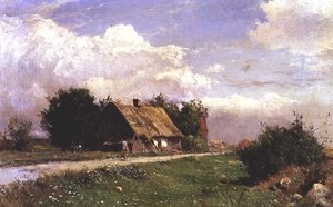 Waldlandschaft mit Figuren bei einem Häuschen von Gustaf Fredrik Rydberg