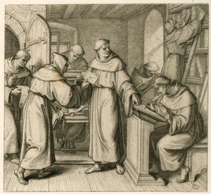 Martin Luther als Generalvikar des Augustinerklosters. Illustration aus: "Dr. Martin Luther der deutsche Reformator", illustriert von Gustav Koenig, veröffentlicht von Rudolf Besser, Gotha von Gustav Ferdinand Leopold Konig