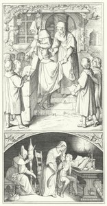 Martin Luther als junger Student singt in der Stadt Eisenach (Stich) von Gustav Ferdinand Leopold Konig