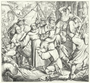 Martin Luther predigt gegen die Rebellen und den Bauernkrieg (Gravur) von Gustav Ferdinand Leopold Konig