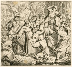 Martin Luther predigt in Seeburg gegen den Bauernkrieg von Gustav Ferdinand Leopold Konig