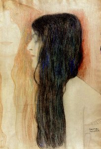 Mädchen mit langem Haar, 1898-99 von Gustav Klimt