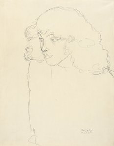 Halbporträt eines Mädchens im Dreiviertelprofil, 1913 von Gustav Klimt