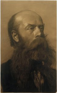 Kopf eines bärtigen Mannes im Dreiviertelprofil nach rechts von Gustav Klimt