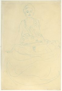 Sitzender Halbakt von vorne, ca. 1907 von Gustav Klimt