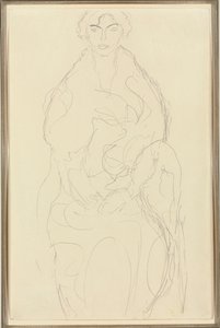 Sitzende Frau von vorne, ca. 1917-18 von Gustav Klimt