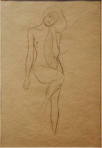 Stehender Frauenakt mit gehobenem rechten Bein von Gustav Klimt