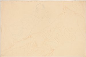 Zwei Studien einer liegenden Frau, 1913 von Gustav Klimt