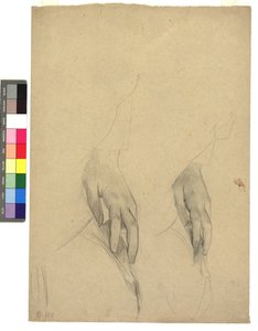 Zwei Handstudien, Finger ans Ohr gelegt von Gustav Klimt