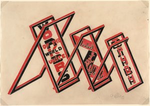 Propagandastand (Arbeiter der Welt, vereinigt euch) von Gustav Klutsis
