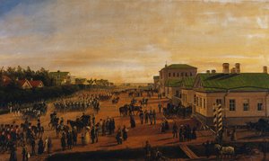 Zar Nikolaus kehrt von einer Militärparade in Krasnoe Selo zurück, 1848