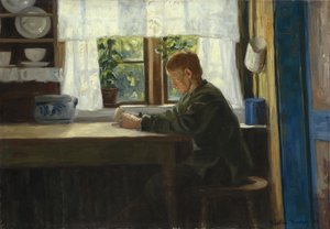 Junge in Kücheninterieur von Gustav Wentzel