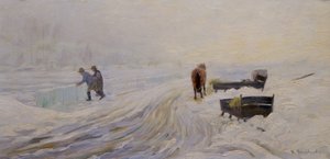 Eisschneiden am Bondivann von Gustav Wentzel
