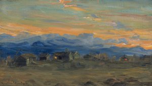 Bergbauernhof im Abendlicht von Gustav Wentzel